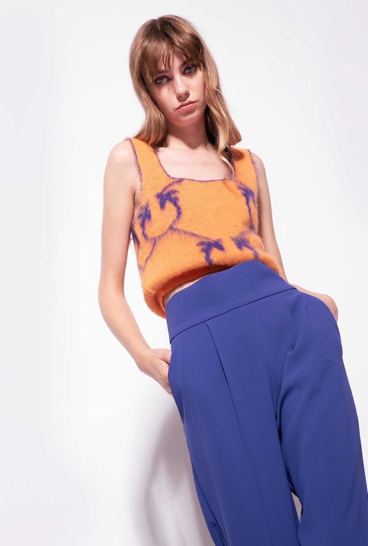 Women's Pinko Monogram Jacquard Tanks Orange/Purple | Canada-49280169
