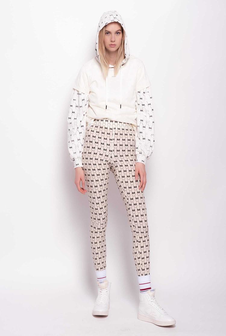 Women's Pinko Monogram Pants Cream/Black | Canada-97328609
