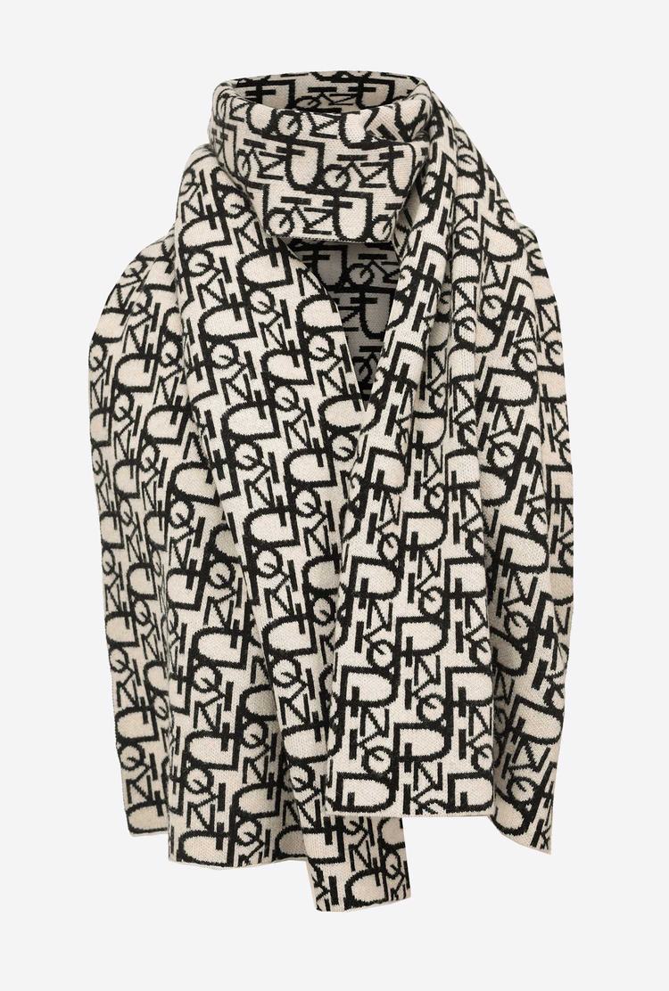 Women's Pinko Monogram Scarves Cream/Black | Canada-49072189