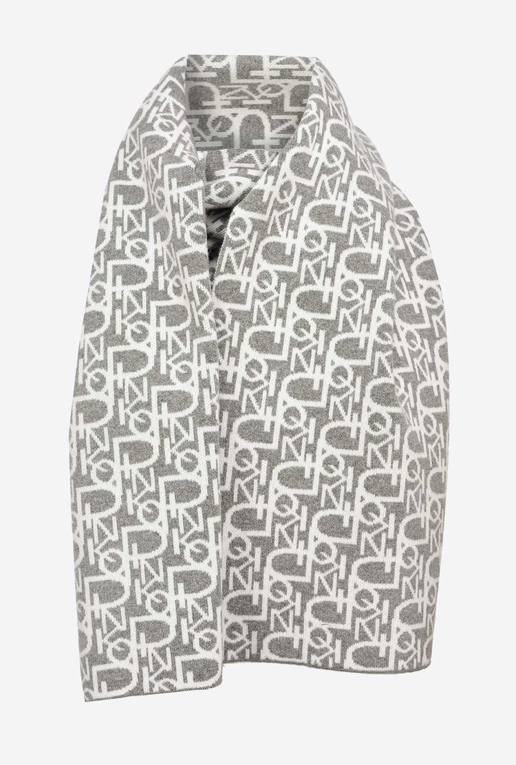 Women's Pinko Monogram Scarves Grey/White | Canada-42960739