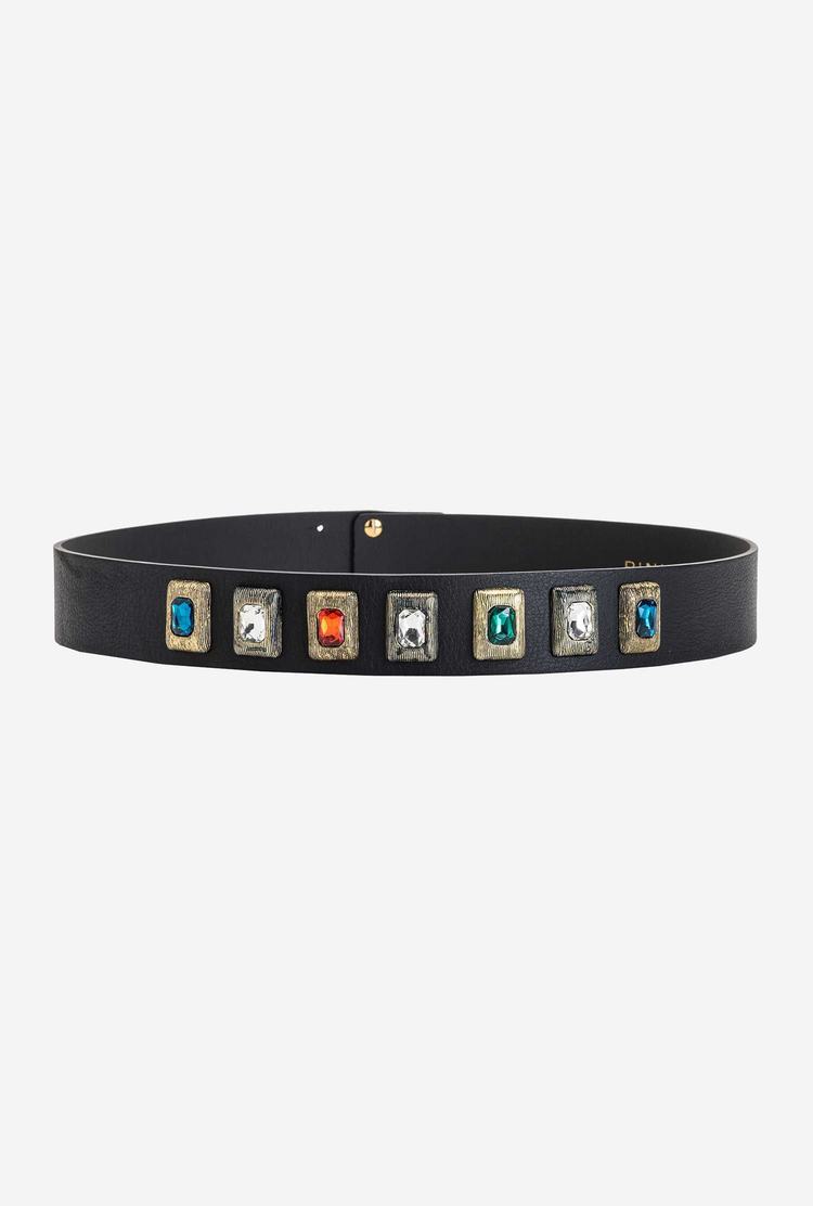 Women's Pinko Multi-coloured Stones Belts Black Gold | Canada-06983419