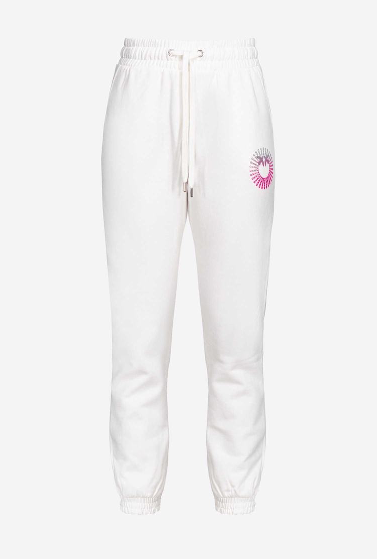 Women's Pinko Multicoloured Logo Pants White/Green/Fuchsia | Canada-69710539