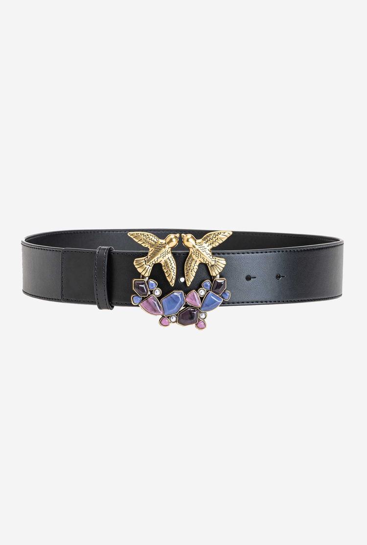 Women's Pinko Multicoloured Stones Belts Black Gold | Canada-20869579