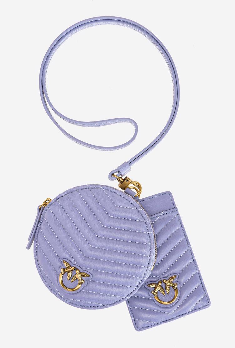 Women's Pinko Necklace Mini Love Bag Chevron Purses Lavender Gold | Canada-54628319