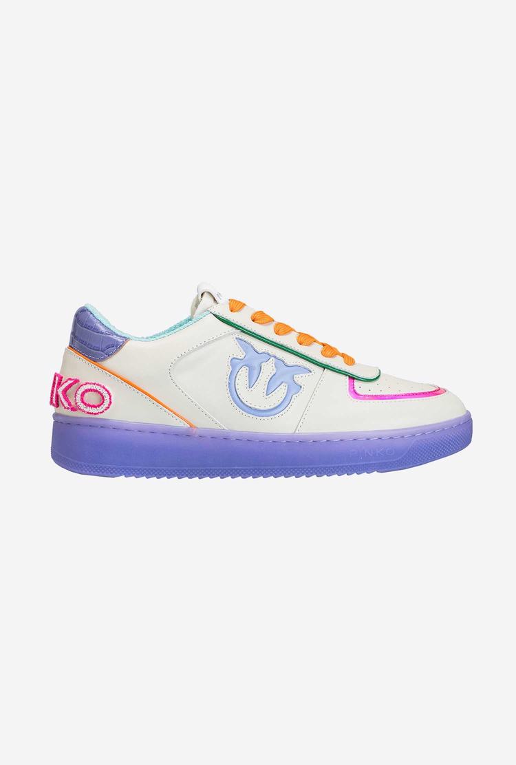 Women's Pinko Neon Sneakers White/Purple/Fuchsia | Canada-91436259