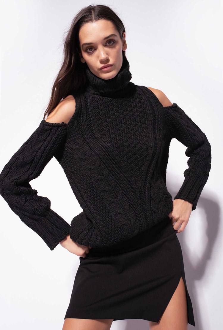 Women's Pinko Off-the-shoulder Pullover Black | Canada-09126359