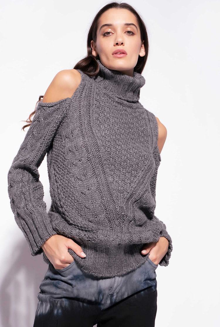 Women's Pinko Off-the-shoulder Pullover Grey | Canada-15639429