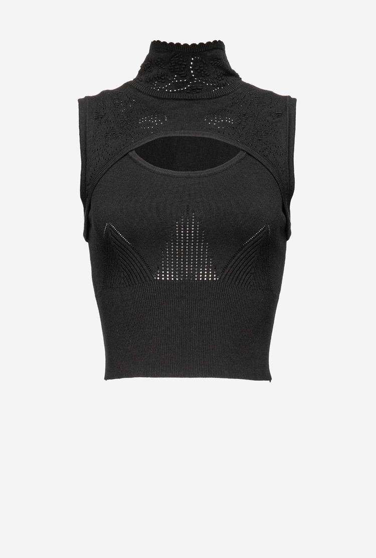 Women's Pinko Openwork Sweaters Black | Canada-95124739