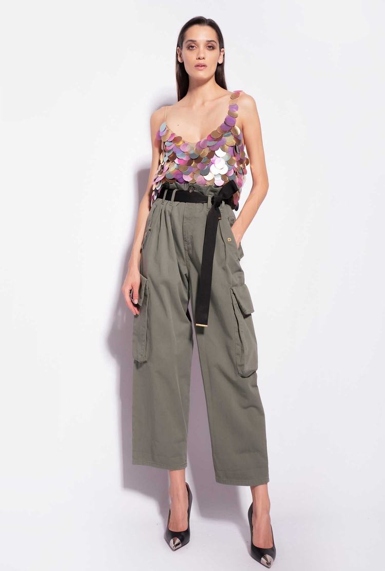 Women's Pinko Oversized Cargo Pants Dark Green | Canada-17935069