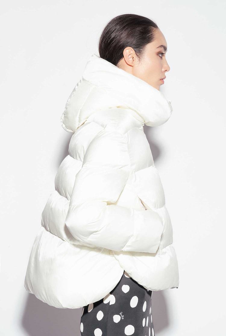Women's Pinko Padded Crystal Nylon Jackets White | Canada-12380979