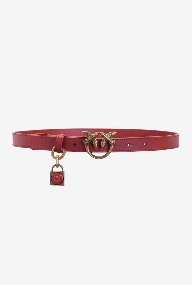 Women's Pinko Padlock Charm Belts Red Gold | Canada-92705369