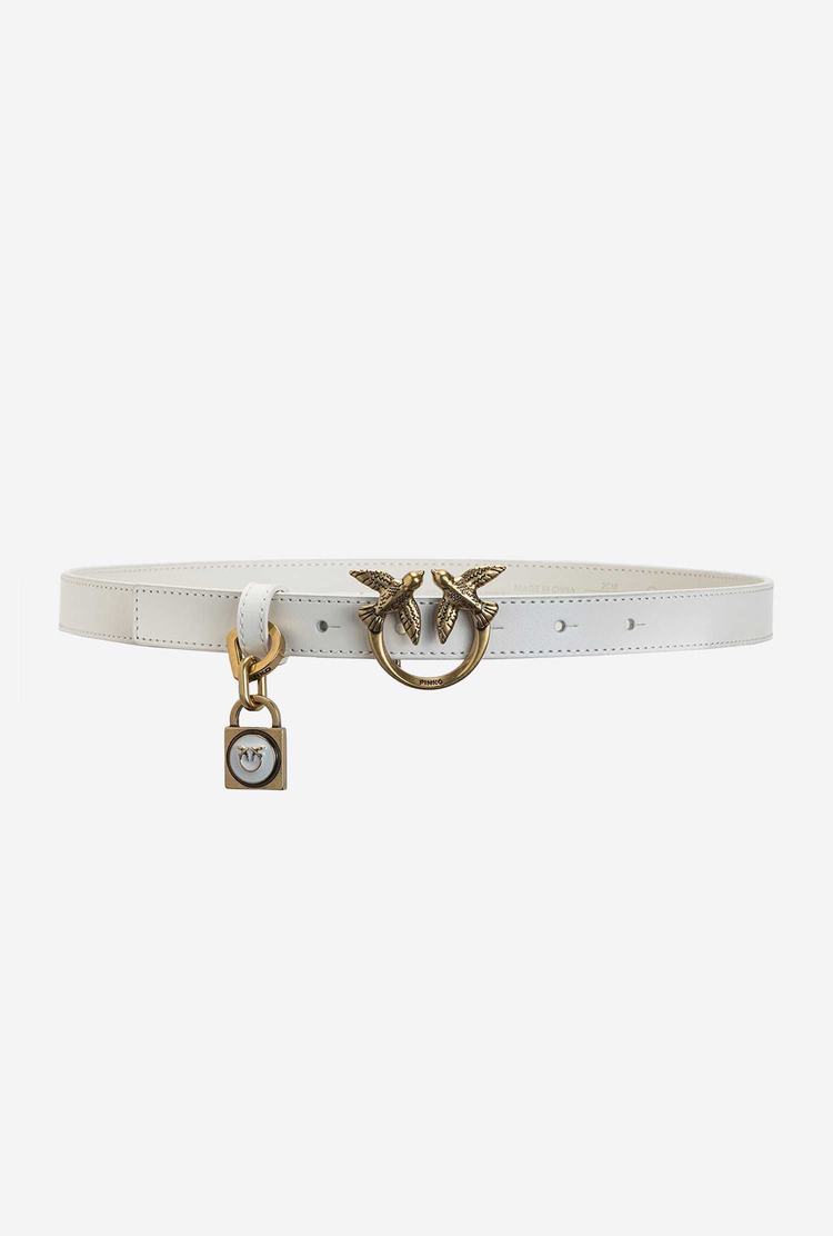 Women's Pinko Padlock Charm Belts White Gold | Canada-47312699
