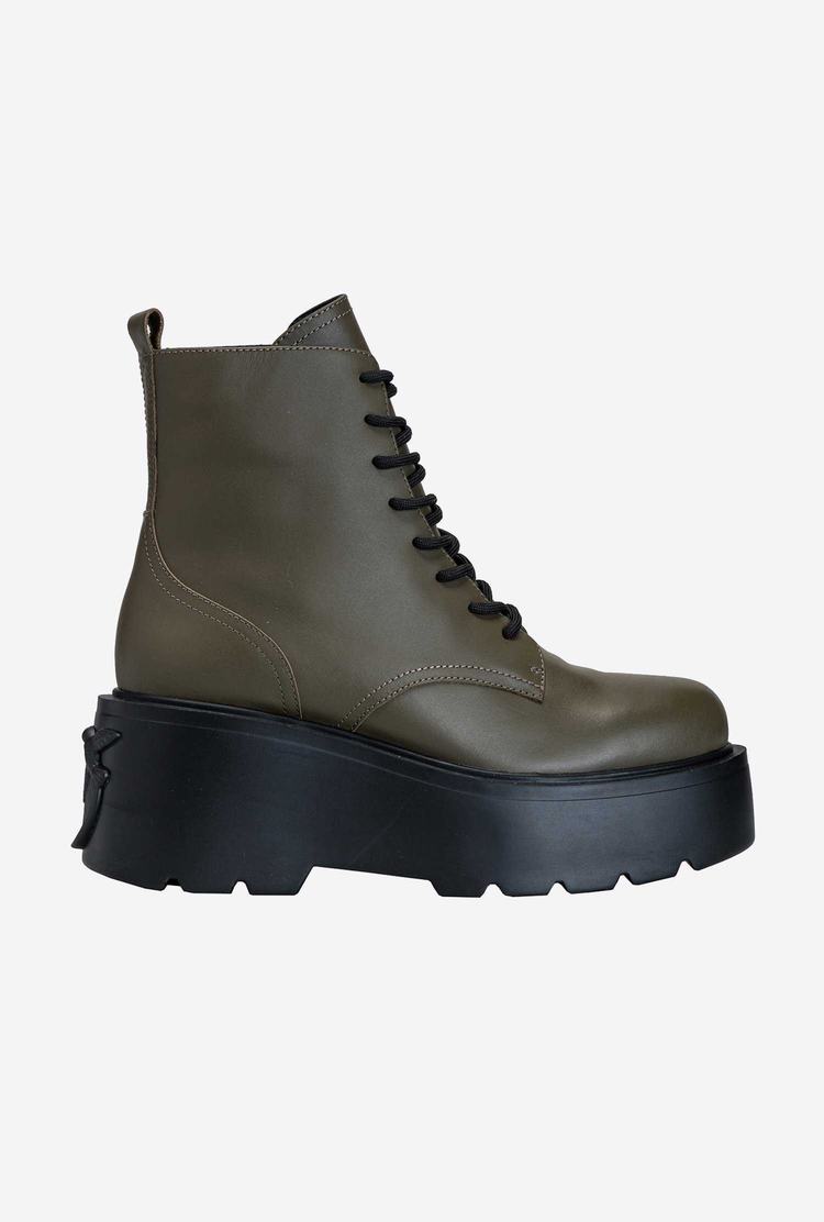 Women's Pinko Platform Combat Boots Khaki | Canada-42198379