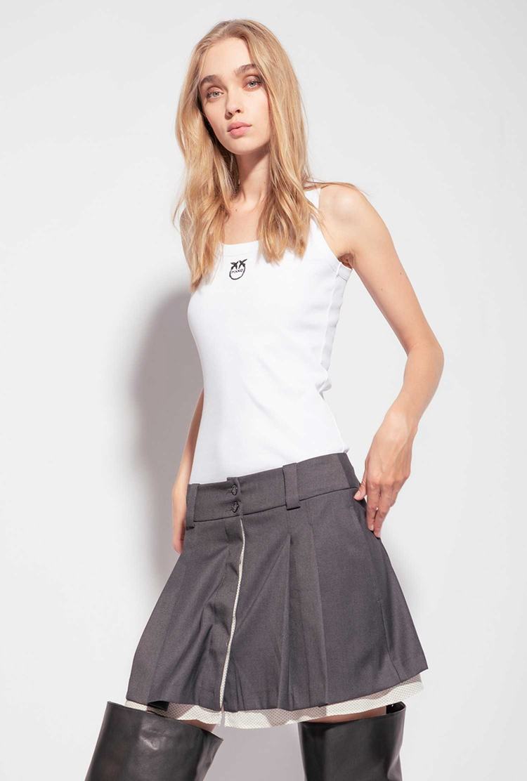 Women's Pinko Pleated Mini Skirts Grey | Canada-53482679