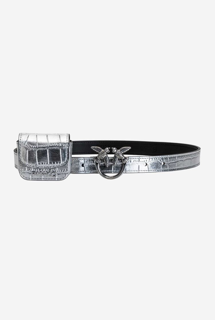 Women's Pinko Pocket Bag Belts Silver | Canada-40873919