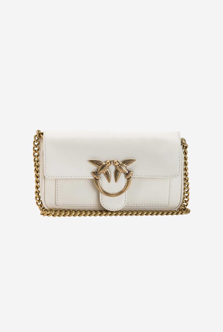Women's Pinko Pocket Love Bag Simply Crossbody Bags White Gold | Canada-07846259
