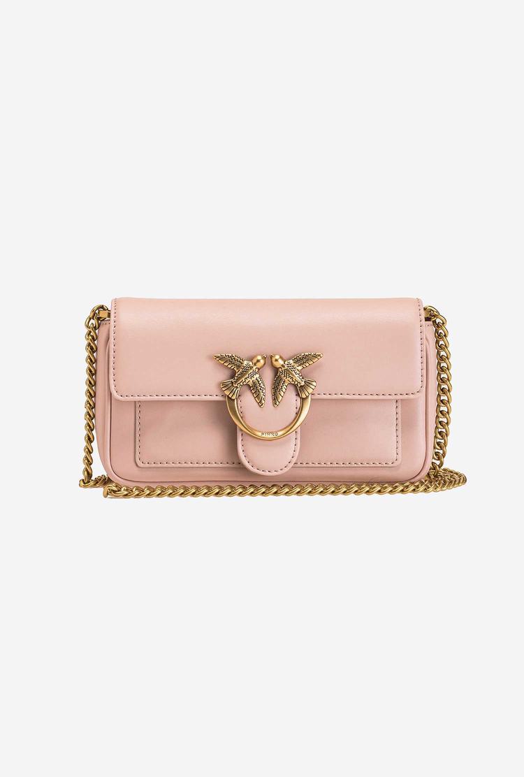 Women's Pinko Pocket Love Bag Simply Crossbody Bags Pink Gold | Canada-17930529