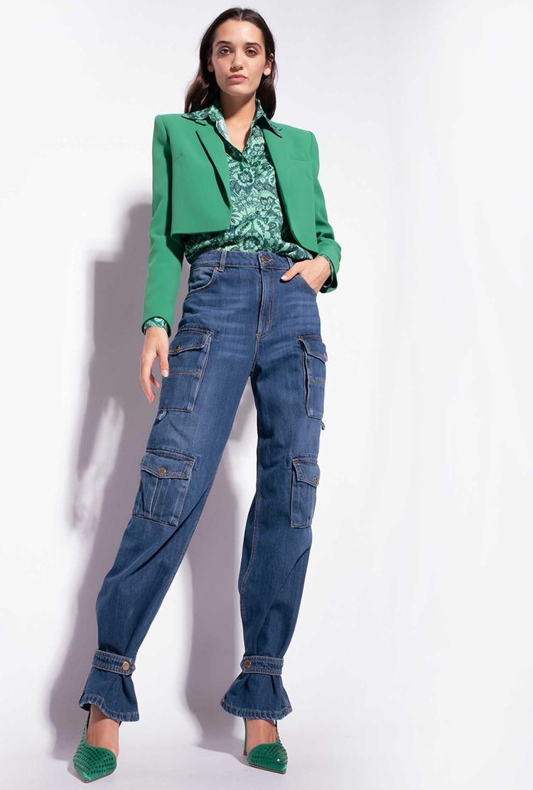 Women's Pinko Pockets Jeans Dark Blue | Canada-81209349