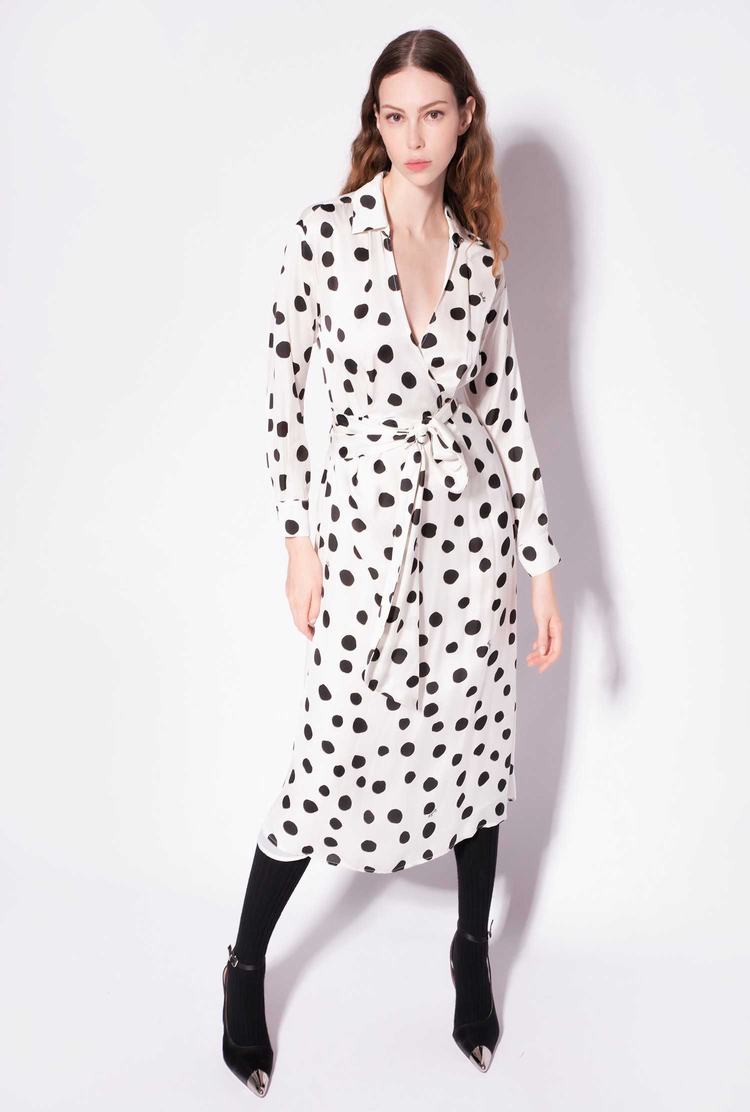 Women's Pinko Polka-dot Dress White/Black | Canada-72086939