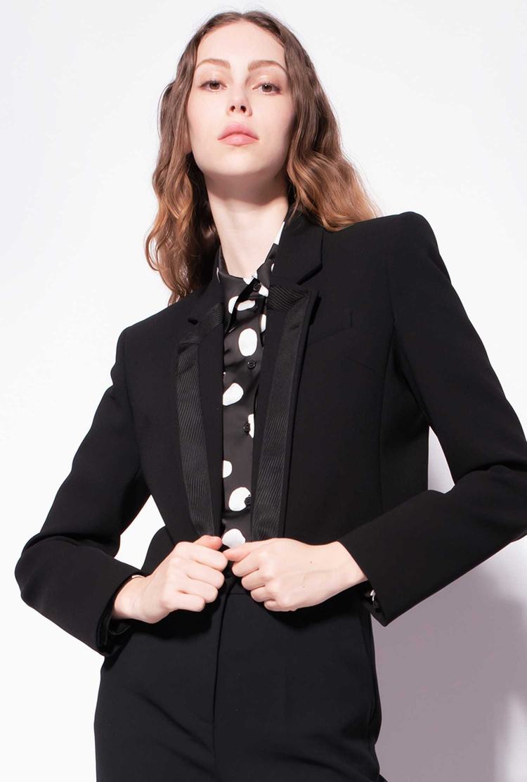 Women's Pinko Poly Crepe Spencer Jackets Black | Canada-60743929