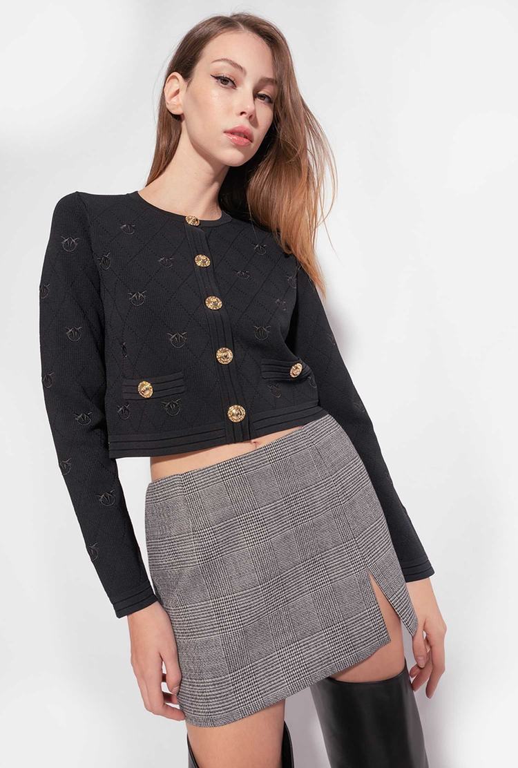 Women's Pinko Prince-of-wales Mini Skirts Black/Grey | Canada-94281739