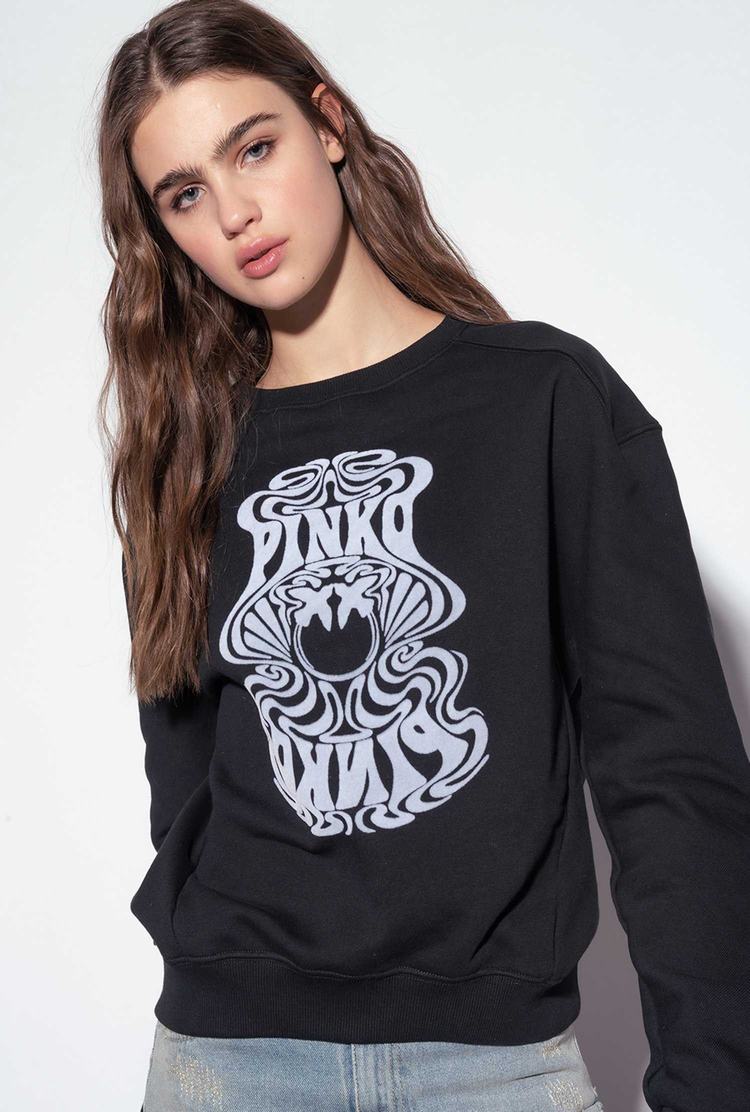 Women's Pinko Printed Sweatshirt Black | Canada-07158439