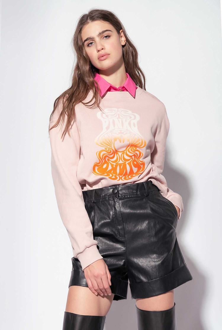 Women's Pinko Printed Sweatshirt Pink/Orange | Canada-40356179