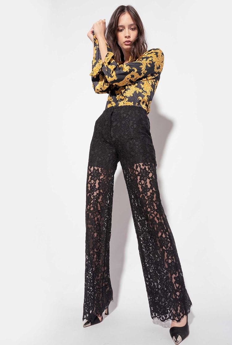 Women's Pinko Ramage Lace Pants Black | Canada-58941209