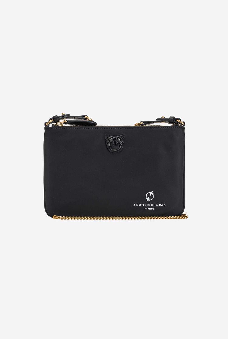 Women's Pinko Recycled Flat Love Bag Crossbody Bags Black | Canada-46128059