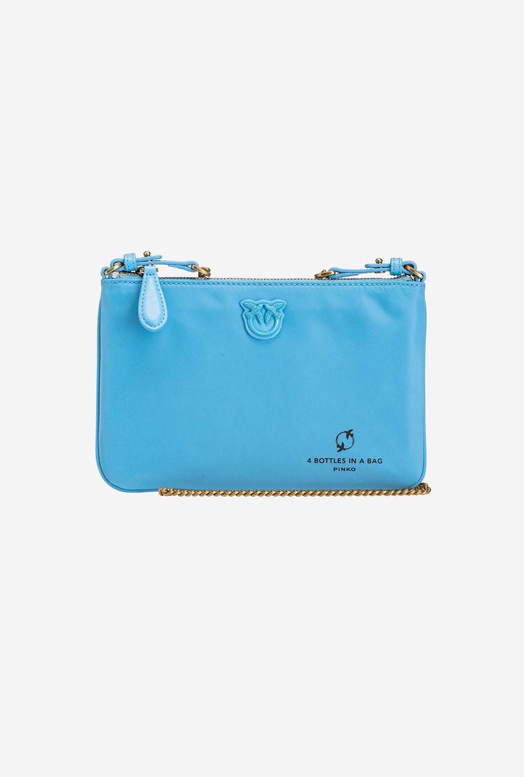 Women's Pinko Recycled Flat Love Bag Crossbody Bags Light Blue | Canada-46792309