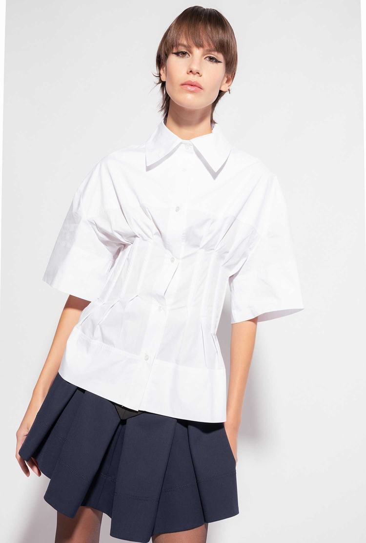Women's Pinko Reimagine Poplin Shirts White | Canada-52860439