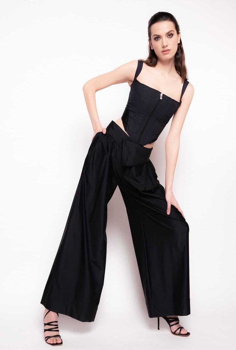 Women's Pinko Reimagine Technical Wide-leg Pants Black | Canada-81534299