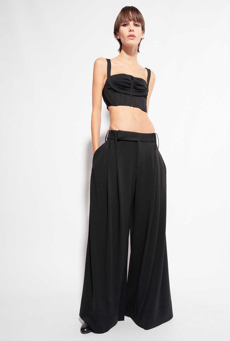 Women's Pinko Reimagine Wide-leg Pants Black | Canada-65128439