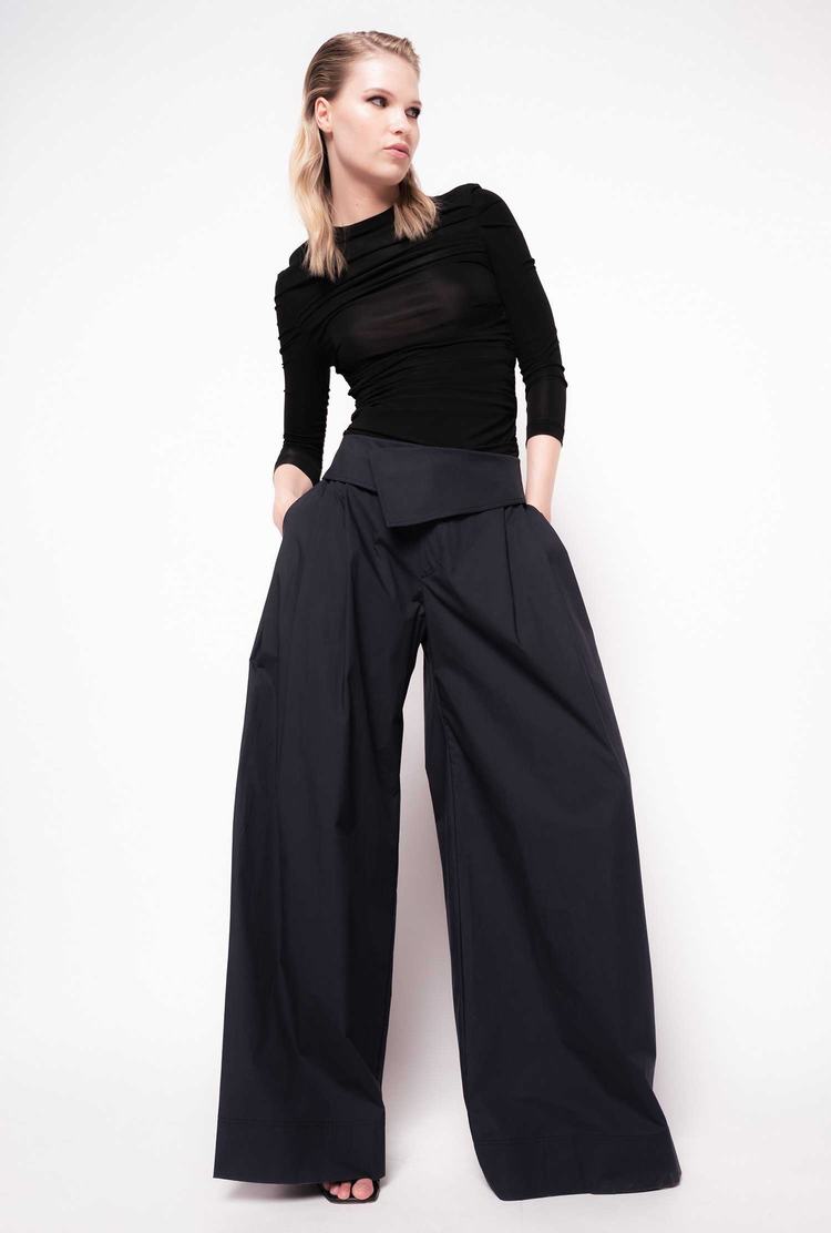 Women's Pinko Reimagine Wide-leg Pants Navy Blue | Canada-95306179