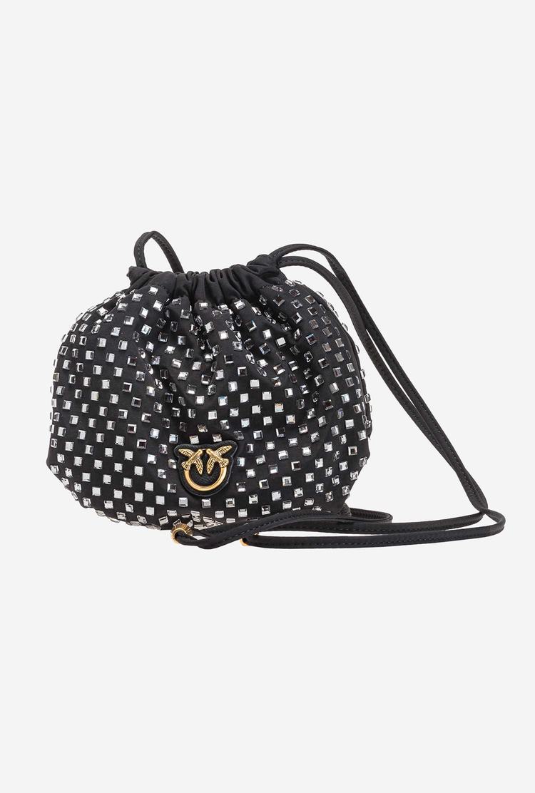 Women's Pinko Rhinestones All Over Handbag Black | Canada-42790169