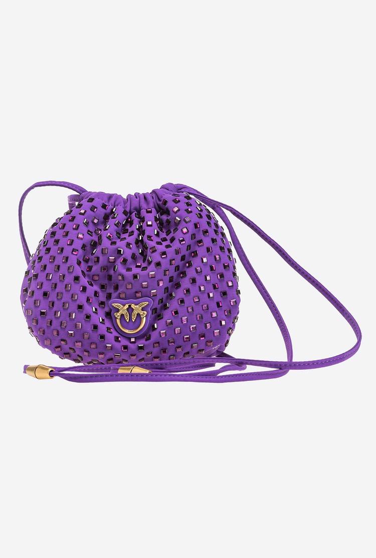 Women's Pinko Rhinestones All Over Handbag Purple | Canada-56342799