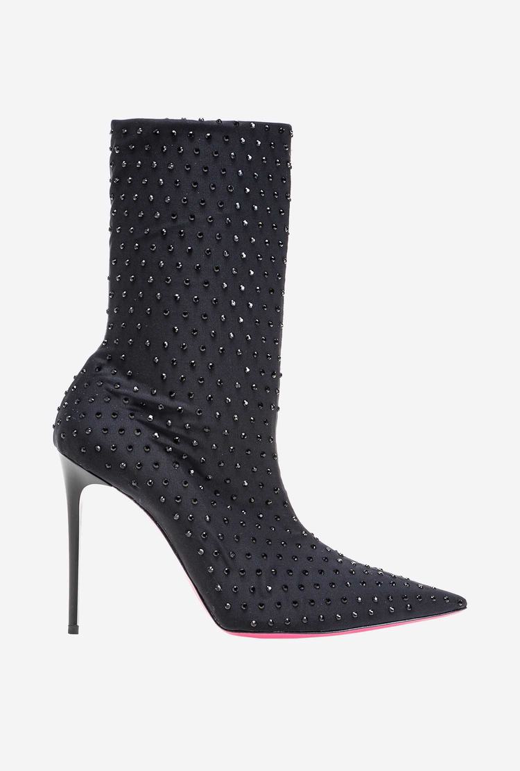 Women's Pinko Rhinestones Ankle Boots Black | Canada-68194239