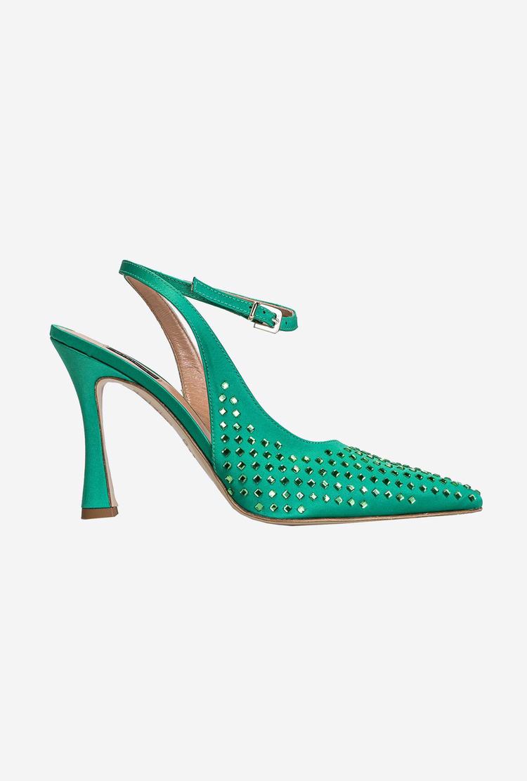 Women's Pinko Rhinestones Heels Green | Canada-06175899