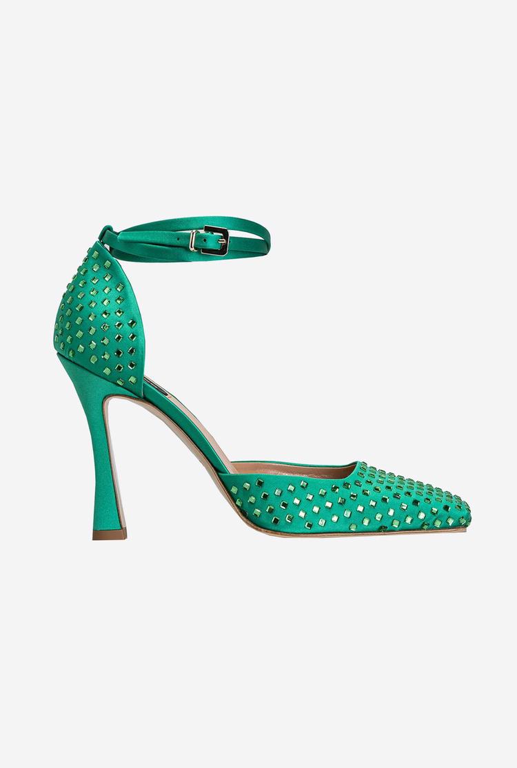 Women's Pinko Rhinestones Heels Green | Canada-12405869