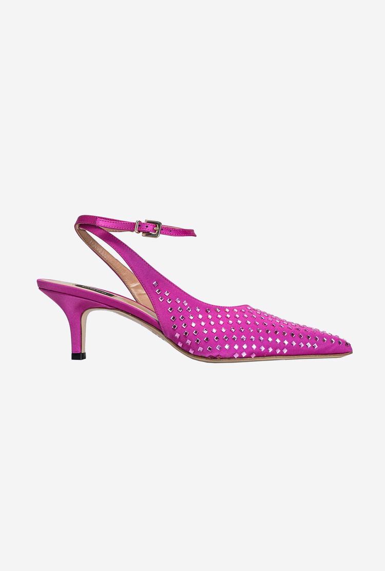 Women's Pinko Rhinestones Heels Red | Canada-73925419