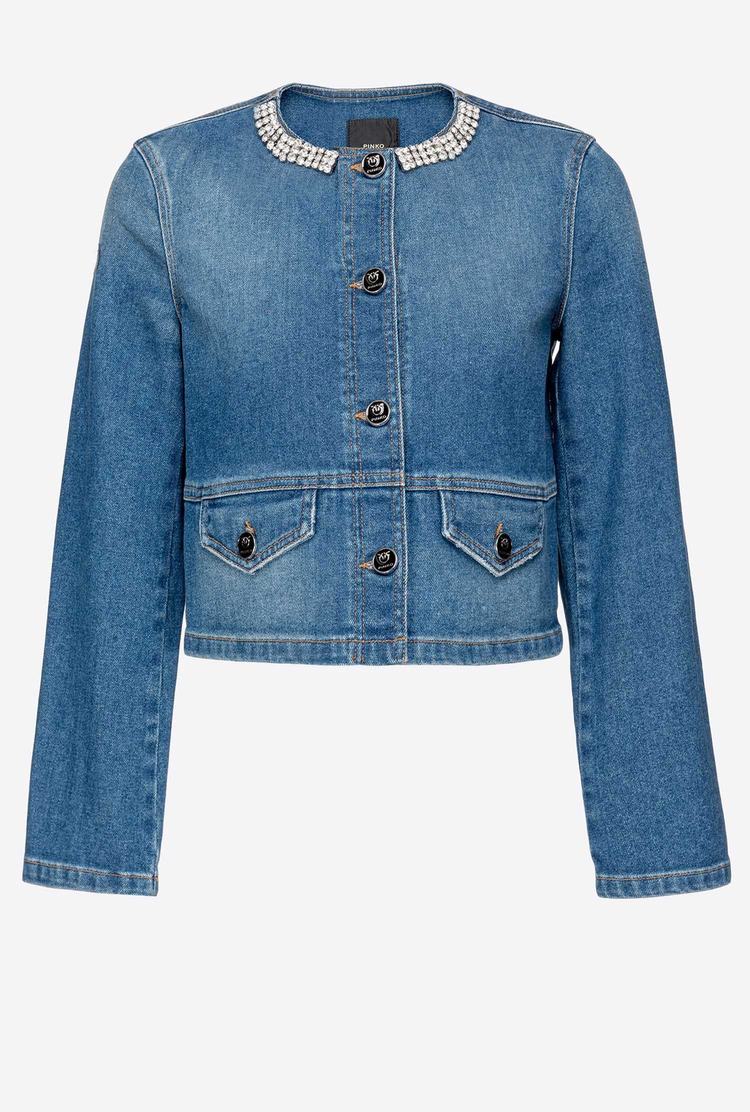 Women's Pinko Rhinestones Jackets Blue | Canada-09518629