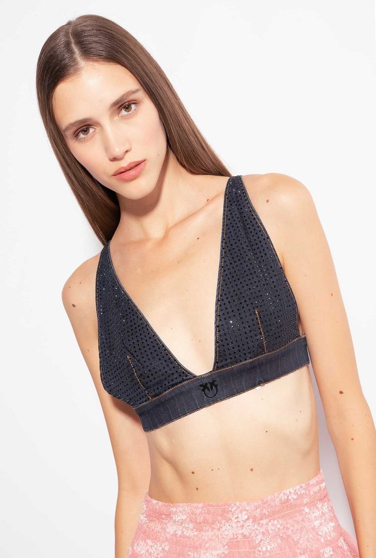Women's Pinko Rhinestones Lingerie Blue | Canada-81930649