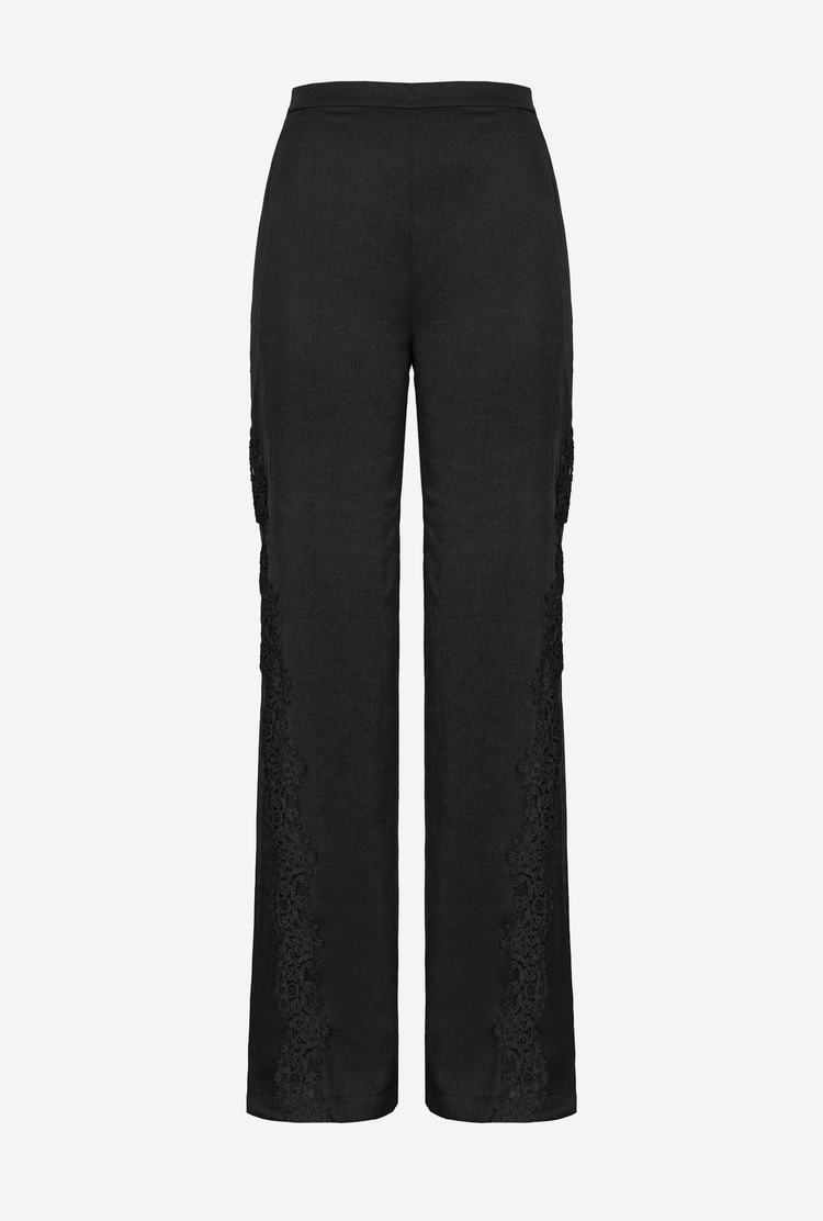 Women's Pinko Satin And Lace Pants Black | Canada-91286039