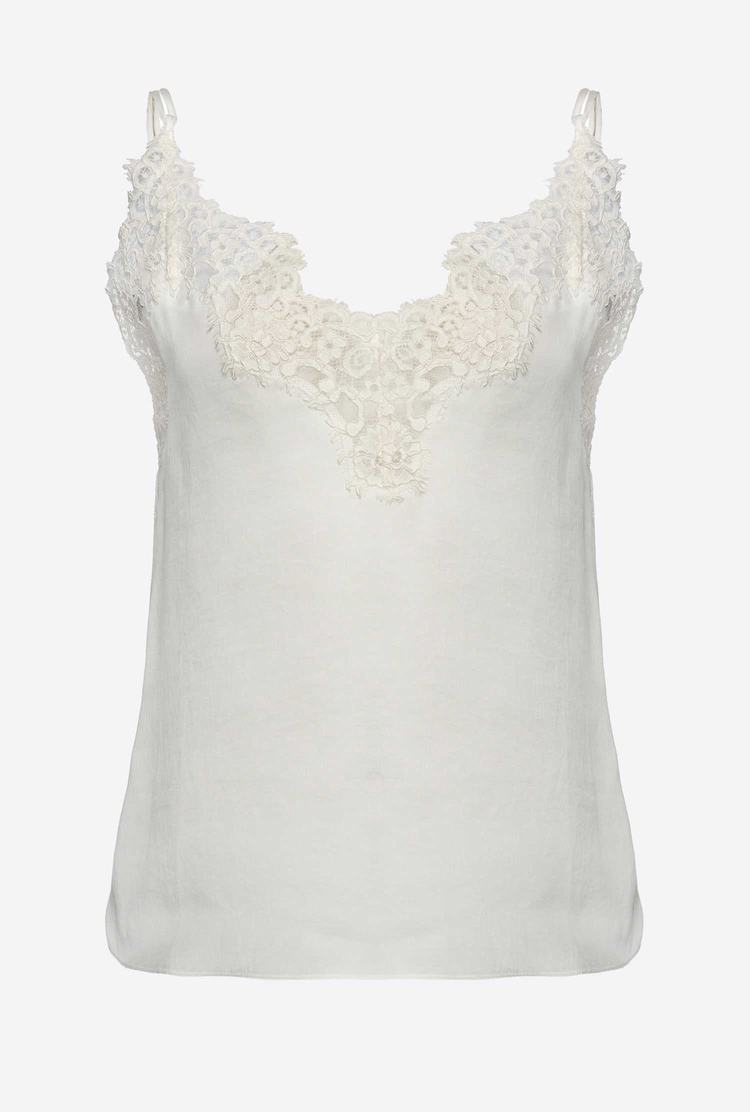 Women's Pinko Satin And Lace Tanks White | Canada-68157239