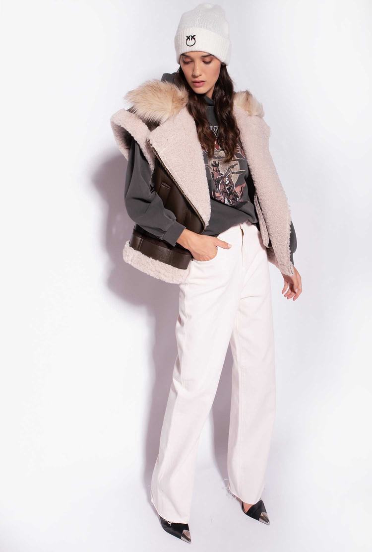 Women's Pinko Shearling-look Aviator Jackets Dark Brown/Beige | Canada-68472399