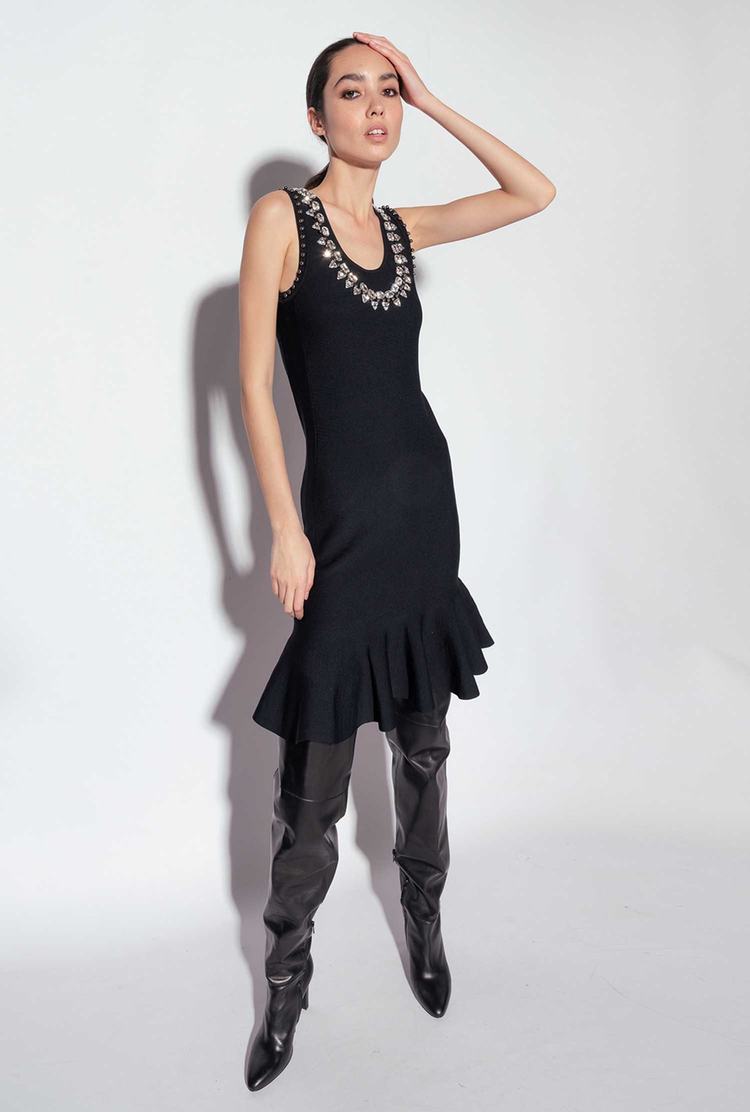 Women's Pinko Shiny Details Dress Black | Canada-86254979