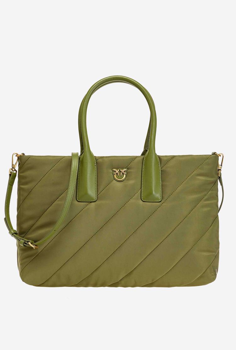 Women's Pinko Shopper Shoulder Bags Green Gold | Canada-98146209