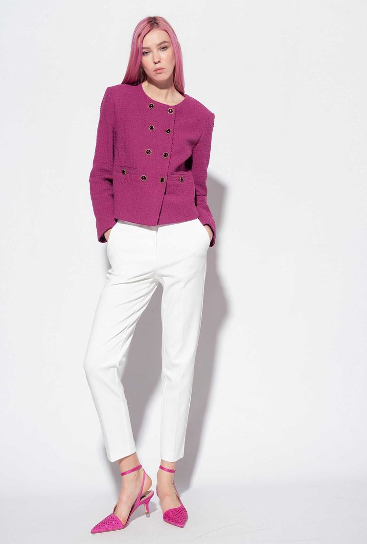 Women's Pinko Short Basketweave Bouclé Jackets Purple | Canada-17356289