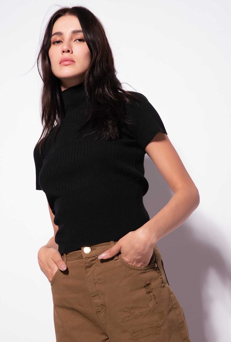 Women's Pinko Short-sleeved T Shirts Black | Canada-84607359