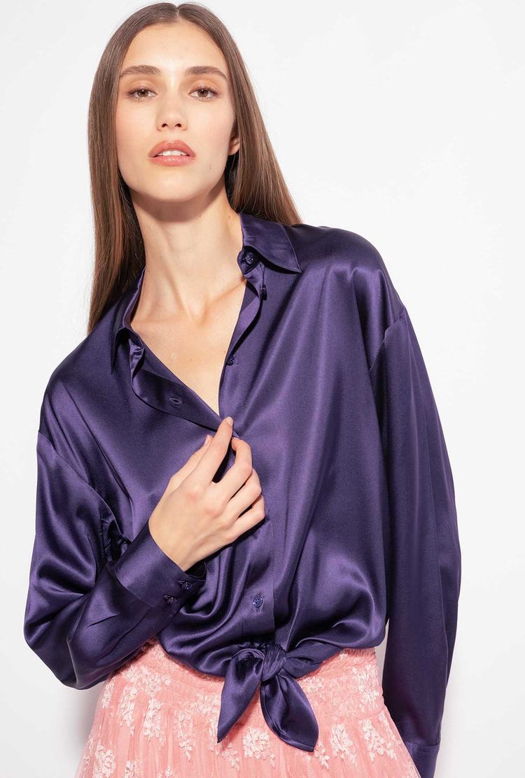 Women's Pinko Silk Satin Shirts Purple | Canada-07638519
